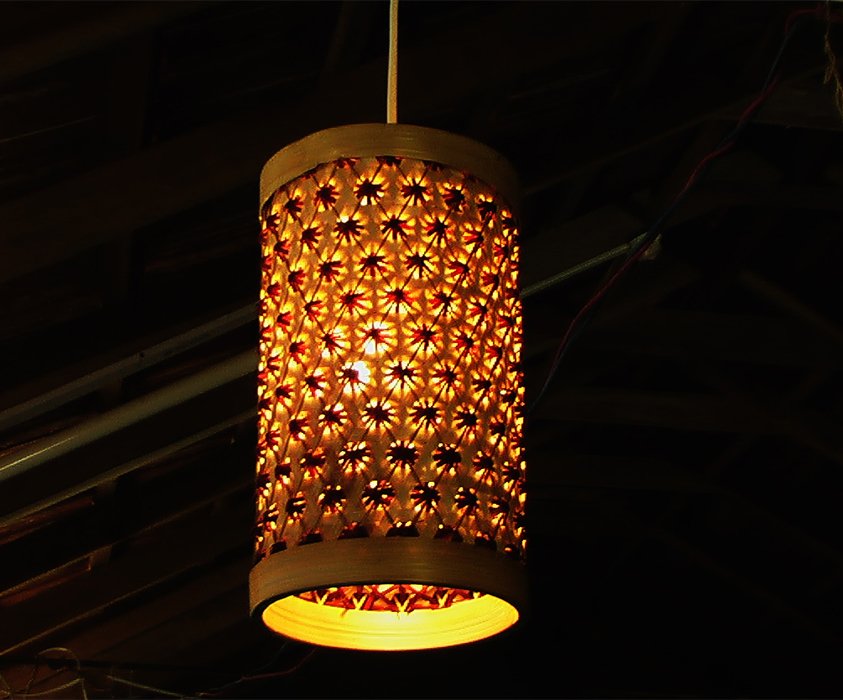 Hand Crafted Pineapple Weave in Bamboo Lampshade for Interior Lighting Decor